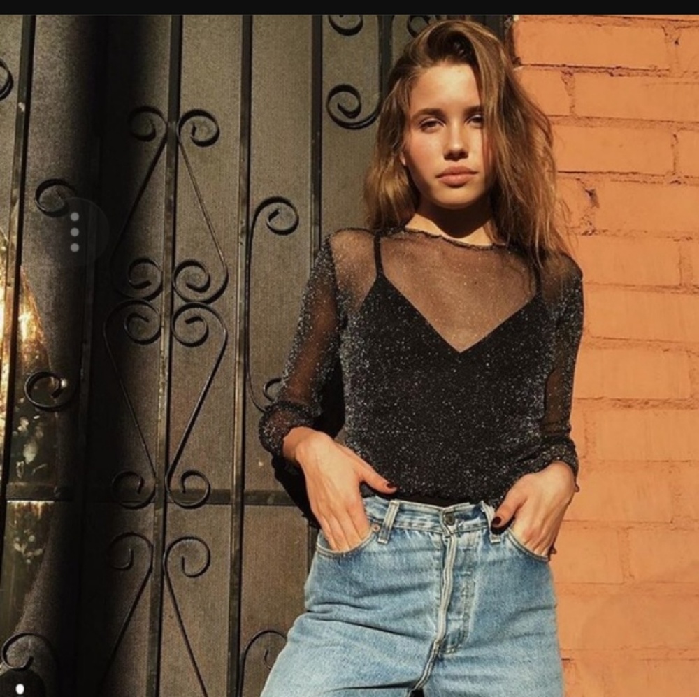 brandy melville sheer glitter Rene top